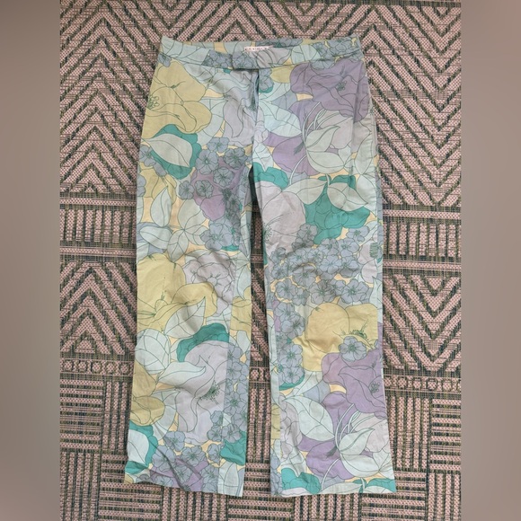 OLD NAVY Vintage 90s Pastel Floral Patterned Pants 8 Retro Pattern GUC Summer - Picture 1 of 4
